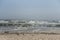 Landscape with The Black sea, sand and beach elements