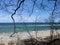 Landscape of blue Baltic sea with white sand in north Germany