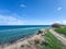 Landscape of blue Baltic sea with white sand in north Germany