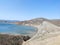 Landscape blue sea surrounded by rocks clear sky