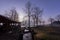 Landscape blue sky fumoto para camping ground and fuji mountain with tree reflections at morning fujinomiya shizuoka japan