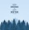 Landscape with blue snowy pines, firs, coniferous forest, falling snow. Holiday winter forest Merry Christmas and Happy New Year.