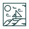 Landscape boat in the sea wind sun cartoon line icon style