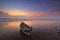 Landscape boat and sunset at tanjung kait beach