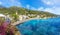 Landscape with Brando village and Plage de Lavasina in Corsica