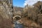 Landscape of Bridge of Kontodimos or Lazaridis in Vikos gorge and Pindus Mountains, Zagori, Epirus, Greece