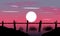 Landscape bridge sunset background