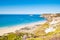 Landscape of the Brittany coast in the Cape Frehel region with its beaches, rocks and cliffs in summer