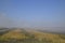 Landscape burning field. The burning of rice straw in the fields. Rice paddies