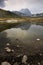 Landscape of Campo imperatore with lake at sunset