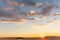 Landscape of Cantal at sunset