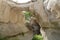 The landscape of Cappadocia. Hills and a passage between them and inside them. The famous tourist trekking in Cappadocia. Turkey.