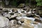 The landscape of Casoca river in the Buzau mountains, Romania. A beautiful wild river in mountains forests