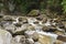 The landscape of Casoca river in the Buzau mountains, Romania. A beautiful wild river in mountains forests