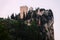 Landscape with Castello di Arco in rock Garda lake evening