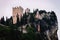 Landscape and Castello di Arco on rock Garda lake evening