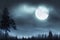 Landscape - Castle – Full Moon – Blue Moon - Supermoon, Illustration, digital art.