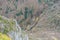 Landscape of Cathar castle of Montsegur in Ariege, Occitanie in south of France