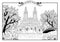 Landscape of Central Park in New York. USA. Black and white graphic. Vector illustration