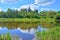 Landscape with Church of the Icon of the Mother of God Tikhvin on Tvertza river in Torzhok city