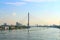 Landscape city View of Rama 8 Bridge on the Chao Phraya River With light in the morning