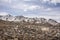 Landscape and cityscape of Leh Ladakh Village with Himalaya mountain from viewpoint of Leh Stok Palace in Jammu and Kashmir, India