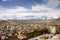 Landscape and cityscape of Leh Ladakh Village with Himalaya mountain from viewpoint of Leh Stok Palace in Jammu and Kashmir, India