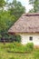 Landscape clay and wooden hut thatched Ukrainian