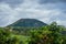 Landscape at cloudy weather with the mountain volcano. Philippines Negros island