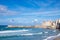 Landscape of coastline and town of Cefalu