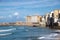 Landscape of coastline and town of Cefalu