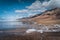 Landscape. Cofete beach view in jandia natural park in fuerteventura canary islands and contemplates in the background t