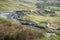 Landscape of collapsed A625 road in Peak District UK