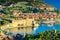 Landscape of Collioure city with harbor and sea in France