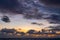 Landscape colorful clouds in the sky sunset or sunrise over sea with reflection in the tropical sea,Beautiful landscape scenery,