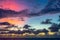 Landscape colorful clouds in the sky sunset or sunrise over sea with reflection in the tropical sea,Beautiful landscape scenery,