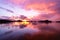 Landscape colorful clouds in the sky sunset or sunrise over sea with reflection in the tropical sea,Beautiful landscape scenery,