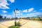 Landscape with colorful street and road along Aghlabid Basins. Kairouan, Tunisia, North Africa