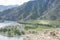 Landscape confluence of Chuya River and Katun River on Altai in Russia among mountains