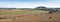 Landscape with cornfields and meadows in regional parc de caps et marais d`opale in the north of france