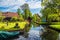 Landscape with cottages in the Spreewald area, Germany