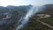 Landscape covered by smoke from forest fire