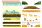 Landscape creator. Vector collection of landscape and farming design elements