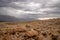 Landscape of the Croatian island of Pag on a rainy summer day, impressive cloud play