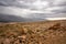 Landscape of the Croatian island of Pag on a rainy summer day, impressive cloud play