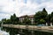 Landscape with the Dambovita river and the Faculty of Biology of the University of Bucharest