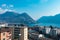 Landscape of day Lugano city in Tessin