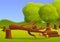 Landscape deforestation concept banner, cartoon style