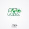 Landscape design company or green landscaping studio icon forming a bear