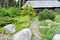 Landscape design with a footpath on the seasonal dacha